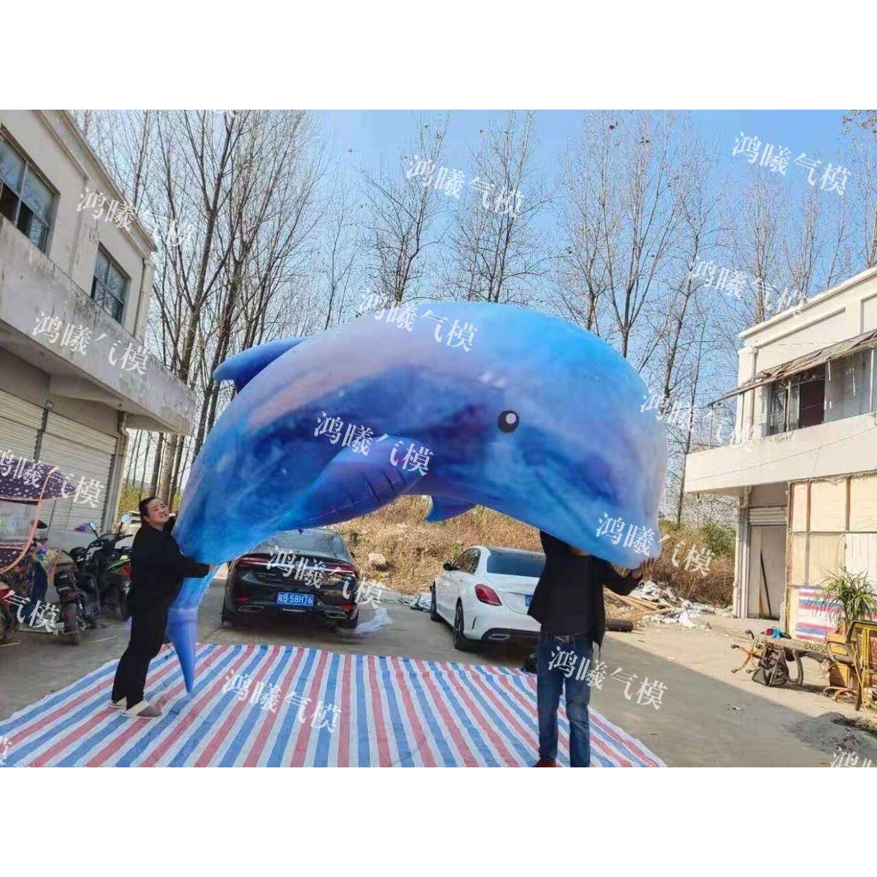 充气海豚气鲸PC闭CXK气酒吧悬挂V鱼鲨鱼模型商场美陈装饰升空气模