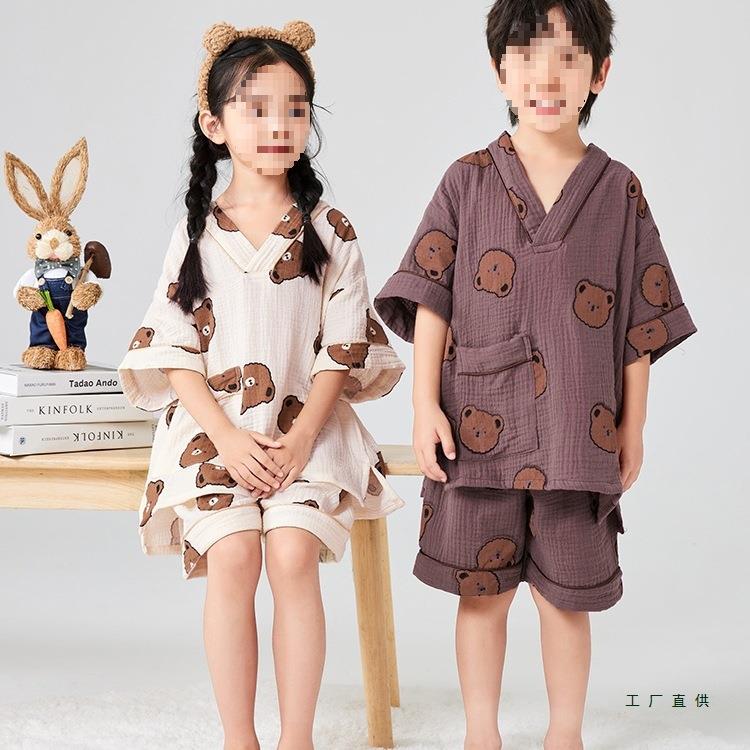 服超柔亲子汗蒸儿F9758M96棉童洗浴宝宝桑拿服质泡澡男服童女童大