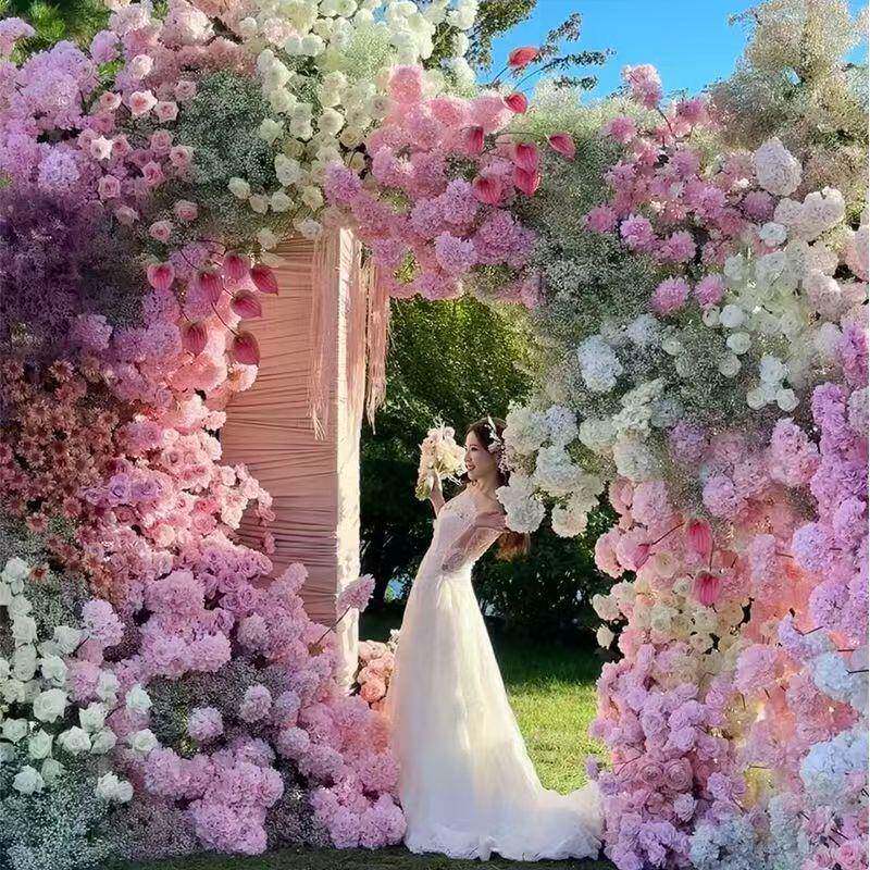 仿真花家拱门帘婚礼婚礼布置仿真花之窗瀑001布窗弧形花花架假厂
