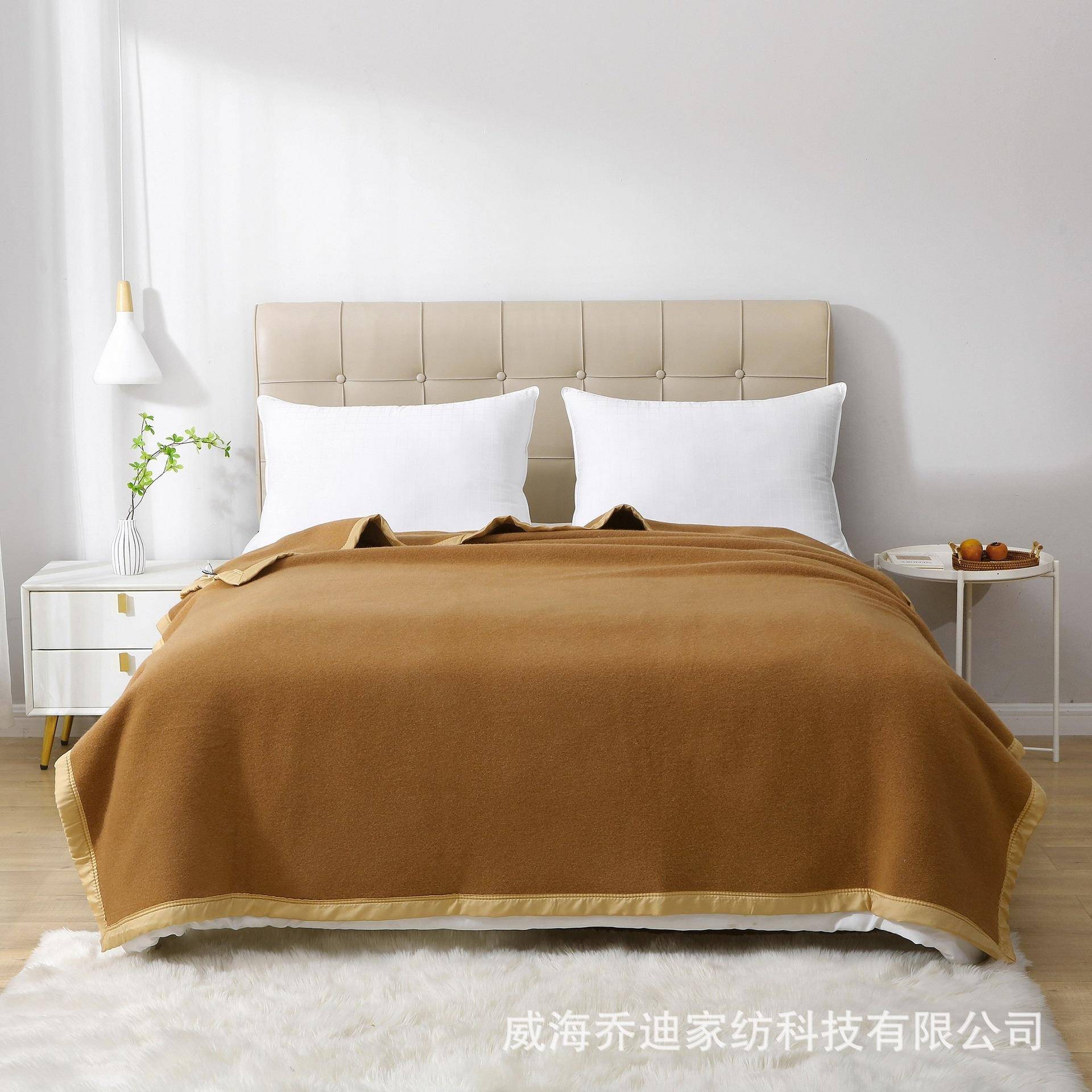 羊店woolbla毛毯保暖柔软防潮直透气棕厂家销现货家用宾馆酒色驼