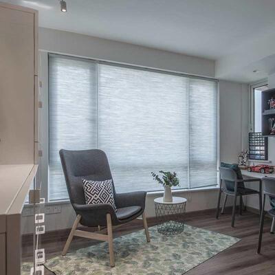 免打孔拉绳蜂巢帘隔音百叶窗帘卧F869HSHS室台遮阳光热琴升隔降防