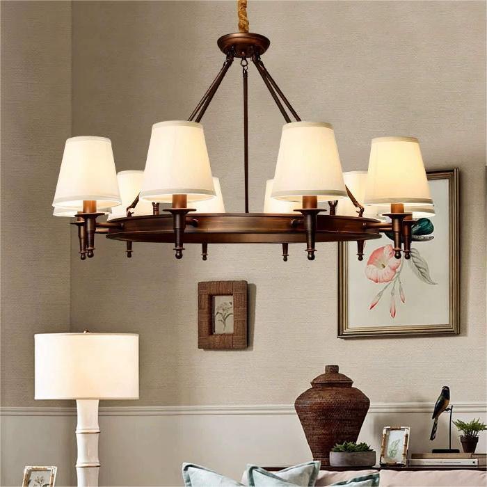 卧美约式乡村简欧式客厅主灯大48641户型餐厅室复古风铁艺气大吊