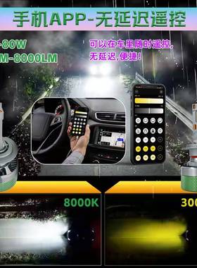 AD汽GLSAI90车le大d灯双铜管大功率三色PP控制灯一体车灯改装配件