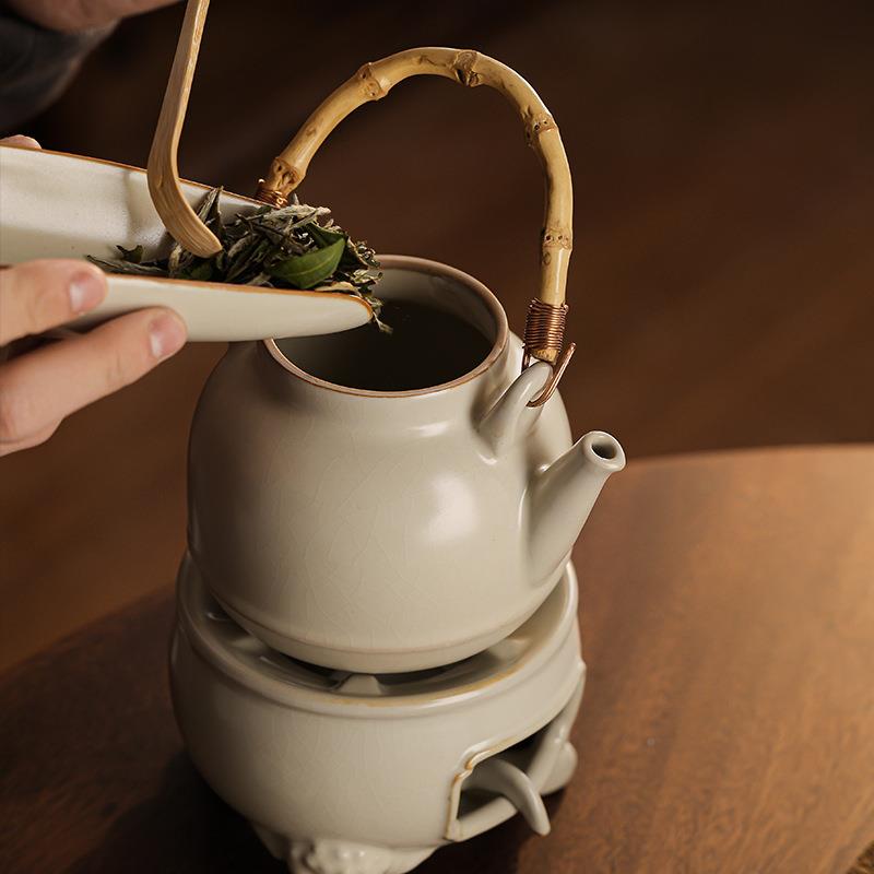米座黄汝窑复古温ZH1141茶炉小火炉蜡烛煮茶底温保温茶器烘茶暖炉