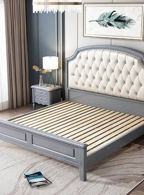 美式结木实床现HBK代木轻奢实床1.8/1.5米双人床白色简约全欧式婚