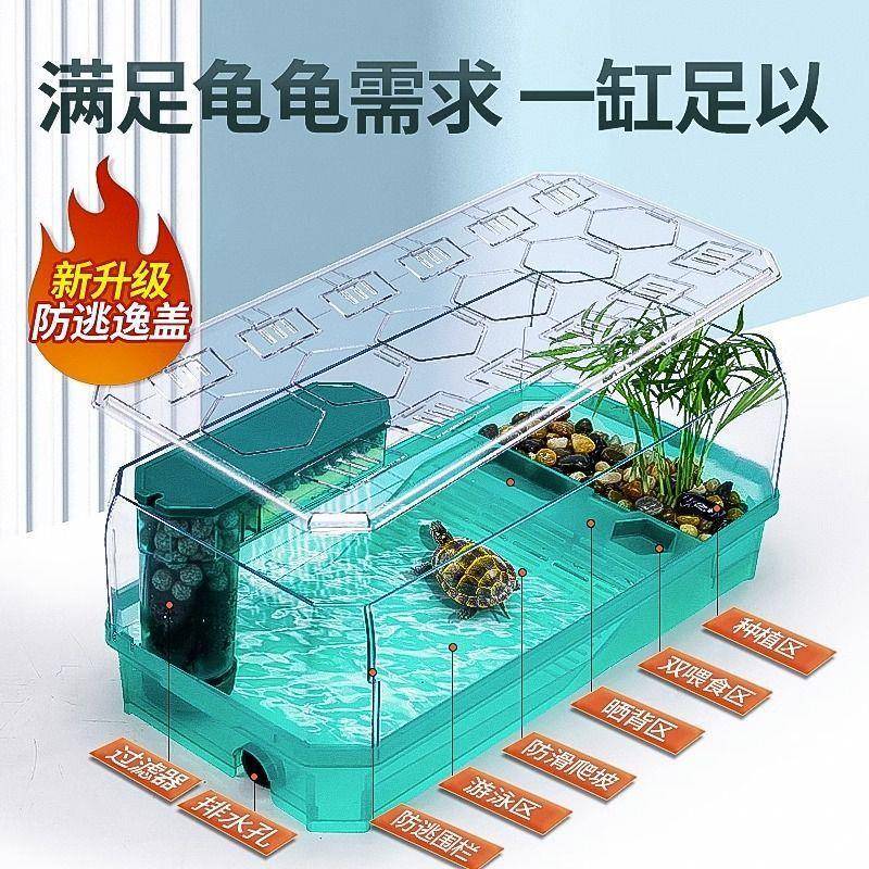 小乌龟用防缸逃跑带盖生态养饲养龟rWJb+foh家用小缸型鳄别专墅