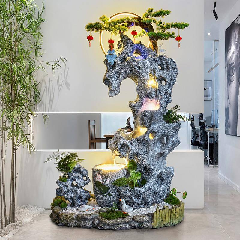 入户客厅水庭阳台花园造景布置湖石假山水AVZ景院观摆件落太地流