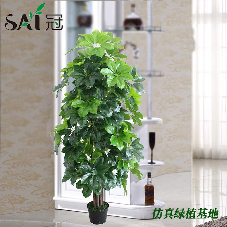 厂直供仿真植物内装-绿植假树仿真发财室树摇钱饰家树客厅盆栽摆