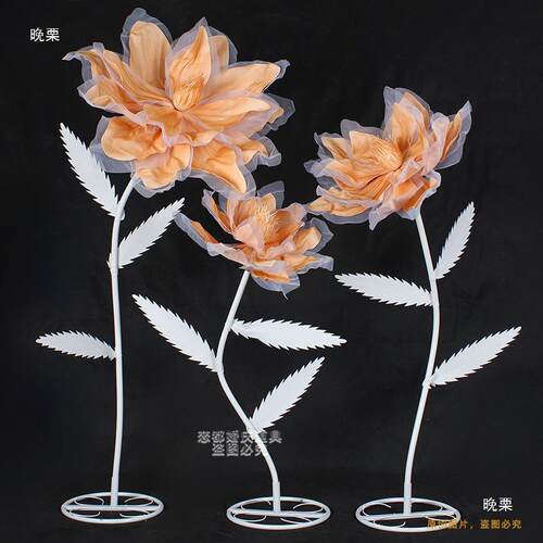 新款荷花路婚庆花道具香槟色婚礼装泡饰10099369橱引窗纸花纱花沫