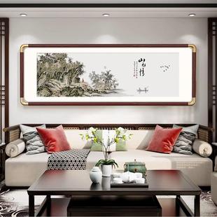 HT-20251水水墨客江南装饰画新中式厅挂画中国风长幅主卧房乡间床