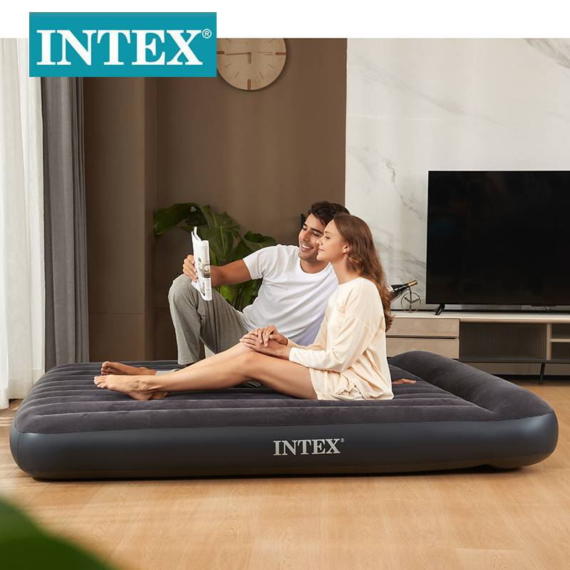 intex 64144户外野营充气垫家用单双人充气床垫植绒气垫充气床
