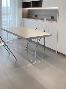 下XRL轻挂德家亚利丰岩板餐桌克力小户型加厚悬浮纯白色极简奢用