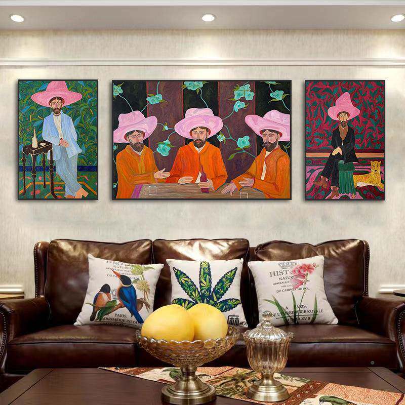 美画克美家美小众装饰画人物古典客油厅挂画式卧室西部牛仔FM8850