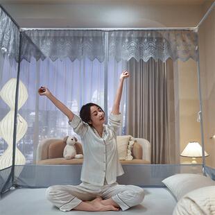 源工厂A类母婴级儿童防摔加厚蚊帐家用卧室三开门坐床加密/蚊头帐