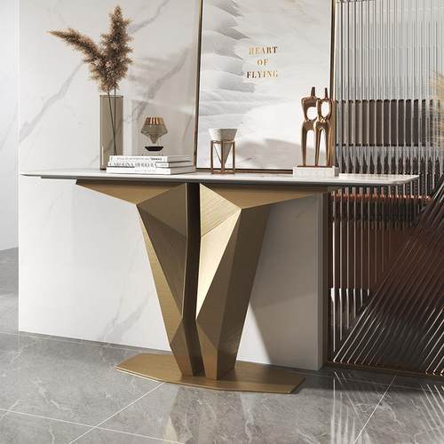 意式轻板创意玄关台岩简关约现代SCD进门玄关柜入户奢正对门金属