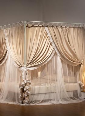 新款米主风蒙古包蚊帐公家用20405卧室遮光床一帘体式支架纹账1.8