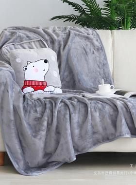 汽车抱枕被枕子两用厚抱加毯靠垫办室二公F95HHJ7J合一枕头被子两