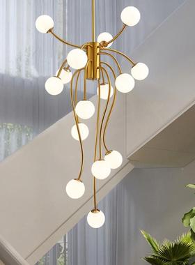 楼梯吊现代简约轻奢挑客厅灯灯性创意个跃层魔豆别81075墅复式楼