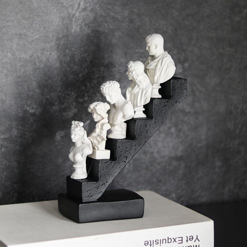 简约欧式物头雕塑组合像阶梯摆件板房客厅样展厅家居RJZ摆人设装