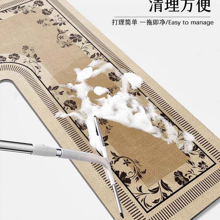 厨房L型地垫整块吸水防油脚垫防滑耐脏可擦中古风感地毯
