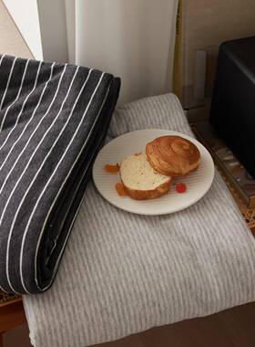 裸天睡纯纹棉条织棉针双人被罩全棉竺棉床上+Vshu单人被单