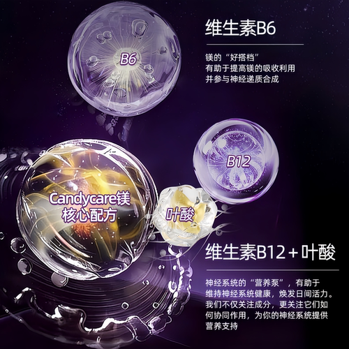 candycare镁片记忆甘氨酸镁成人舒缓情绪焦虑放松助力睡眠差多梦