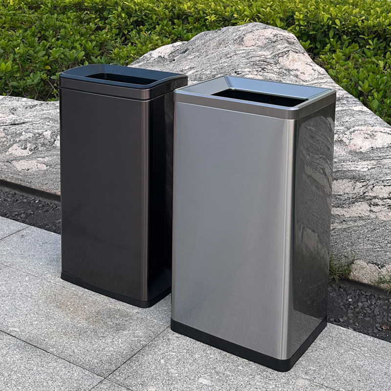 大容量垃圾桶方形商用果q皮箱不锈钢大号环境筒废纸筒化妆室50升4