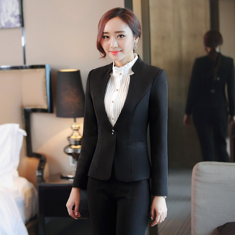 无领西装外套女短款小个子修身红色西服上衣时尚气质工作服女黑色