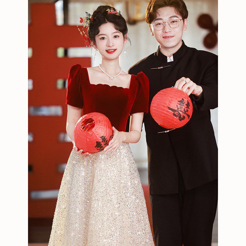 敬酒服新娘2024新款礼服端庄大气高级感订婚婚礼结婚当天便装礼服