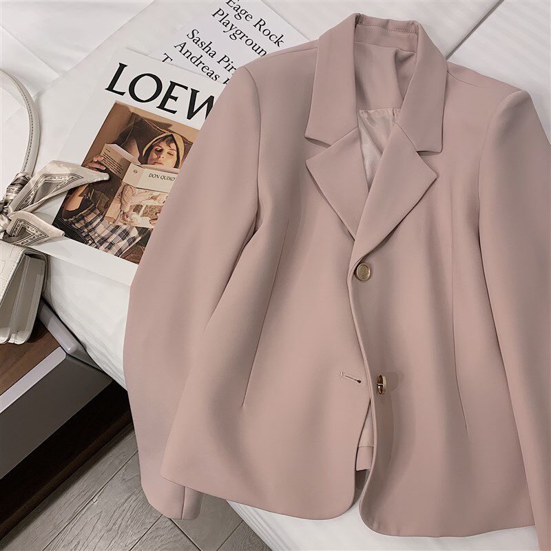 粉色短款西装外套女小个子2025春季新款韩版气质休闲高级感小西服