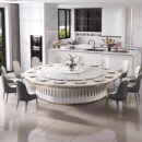 酒店餐桌岩板火锅桌子电磁炉一体带电动转盘2米3米商用20人大圆桌