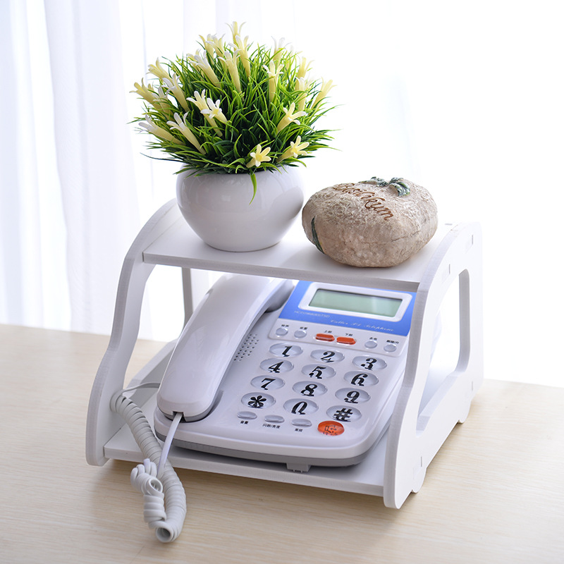 新款办公桌电话置物架路由器双层支架固J定电话收纳架壁挂置物架