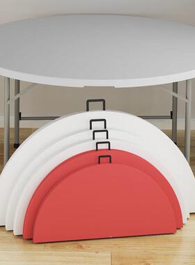 可收拆叠CGR圆餐桌桌家用圆形塑料大圆园桌椅面歺桌台吃饭桌折叠