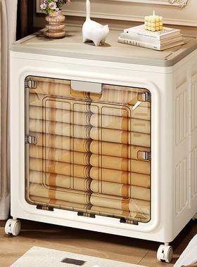 91029-05跨境大容量衣物室收纳柜可移动卧衣箱服子收纳被前翻盖透