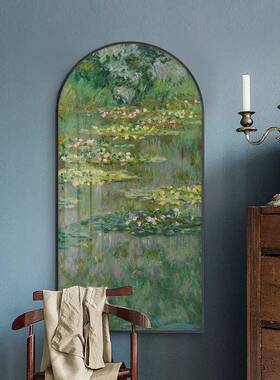 轻法式关装饰画梯美式入户走廊油画楼al202403拱玄形挂画奢莫奈睡