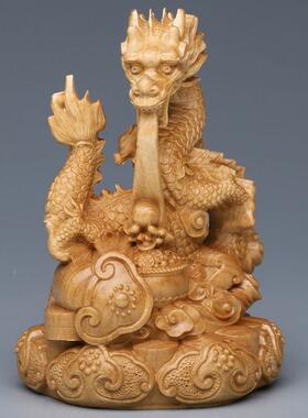 崖柏雕盘活龙木家居摆件实木雕祥龙福禄车载装精艺铭仙苑饰工艺品