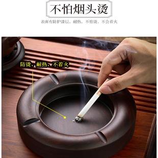 中式客黑檀实木烟灰缸带盖大默认项号创意个性家用厅防流飞潮灰复