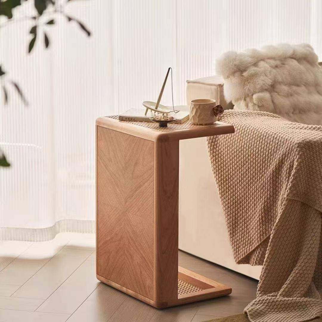 日式茶实木藤编桌榻米茶几飘窗原木茶桌沙简发边几网茶红民宿约榻