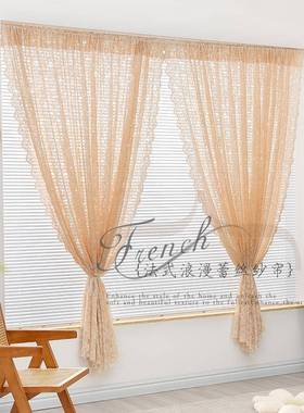 法式浪漫白色纱帘窗透帘免蕾F97T8H59打孔安装卧室丝飘阳台帘透光