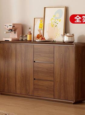 全实木餐边靠柜墙一体CPI家用客厅置储物茶水柜子物厨柜网斗红靠