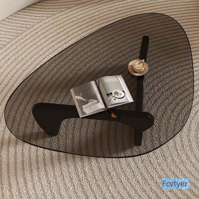 钢化玻璃茶几户S-159000小型客家厅用现代简约奢实木腿网红创轻意