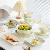 奶油风5碗碟套款 装 家用奢轻碗盘厂家直供餐具202新高颜值碗筷盘子