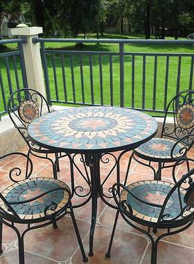 铁院艺阳台桌椅ZG-52625庭户外露台室外园休闲喝圆花桌子椅子茶组