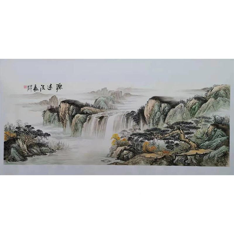 专业手画绘6666油新中式山风景水油画