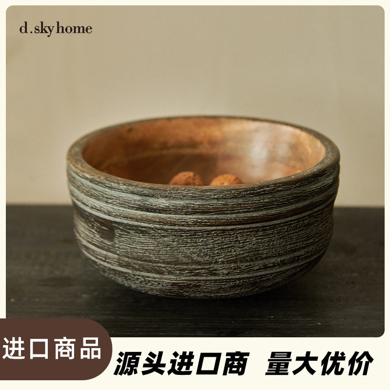 迪斯凯中式复古木碗装饰摆件