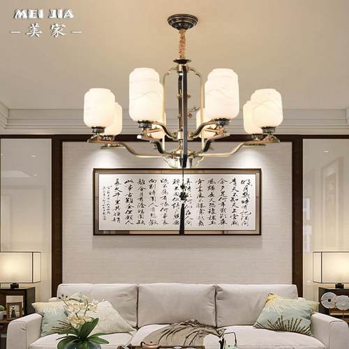 482中式大气客厅餐厅吊房灯铜卧间书房简全约吊灯复式楼客房楼梯