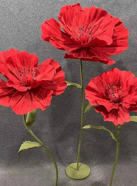 红橱窗饰花庆立婚杆纸艺花86184影楼杂志广告拍摄布置装婚礼路引