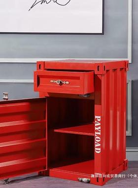 复古集装箱柜子工创业风储头型物见描述柜铁艺床柜意装饰小柜子小