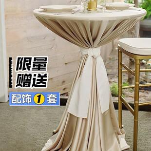 高脚10021794吧台桌展会动鸡尾宴酒桌布布冷餐台布酒店圆形桌套活