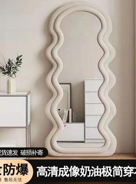 YM波浪形全身镜卧室室镜子落地PDV镜试衣镜衣镜居女生卧家穿软边